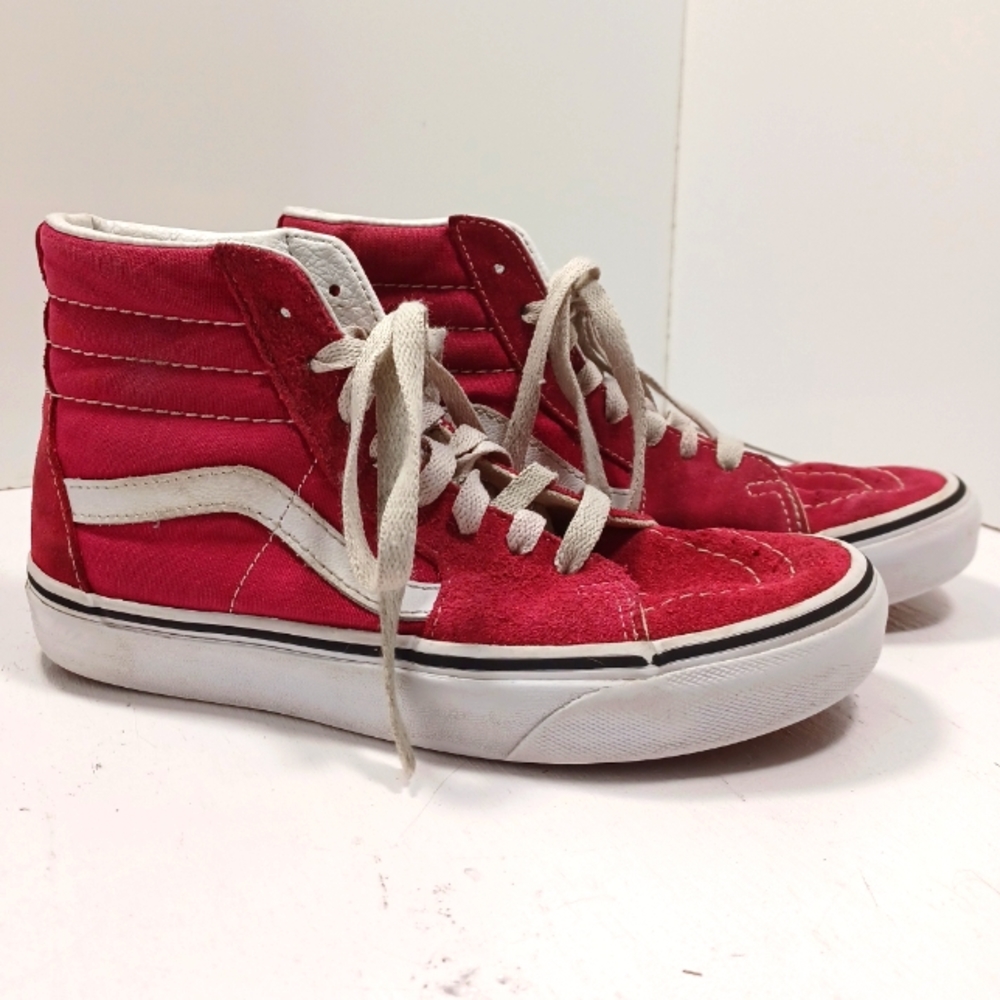 VANS Off The Wall Sk8-Hi Red/Fuschia High Top Sneakers Shoes Mens 3.5 / Womens 5